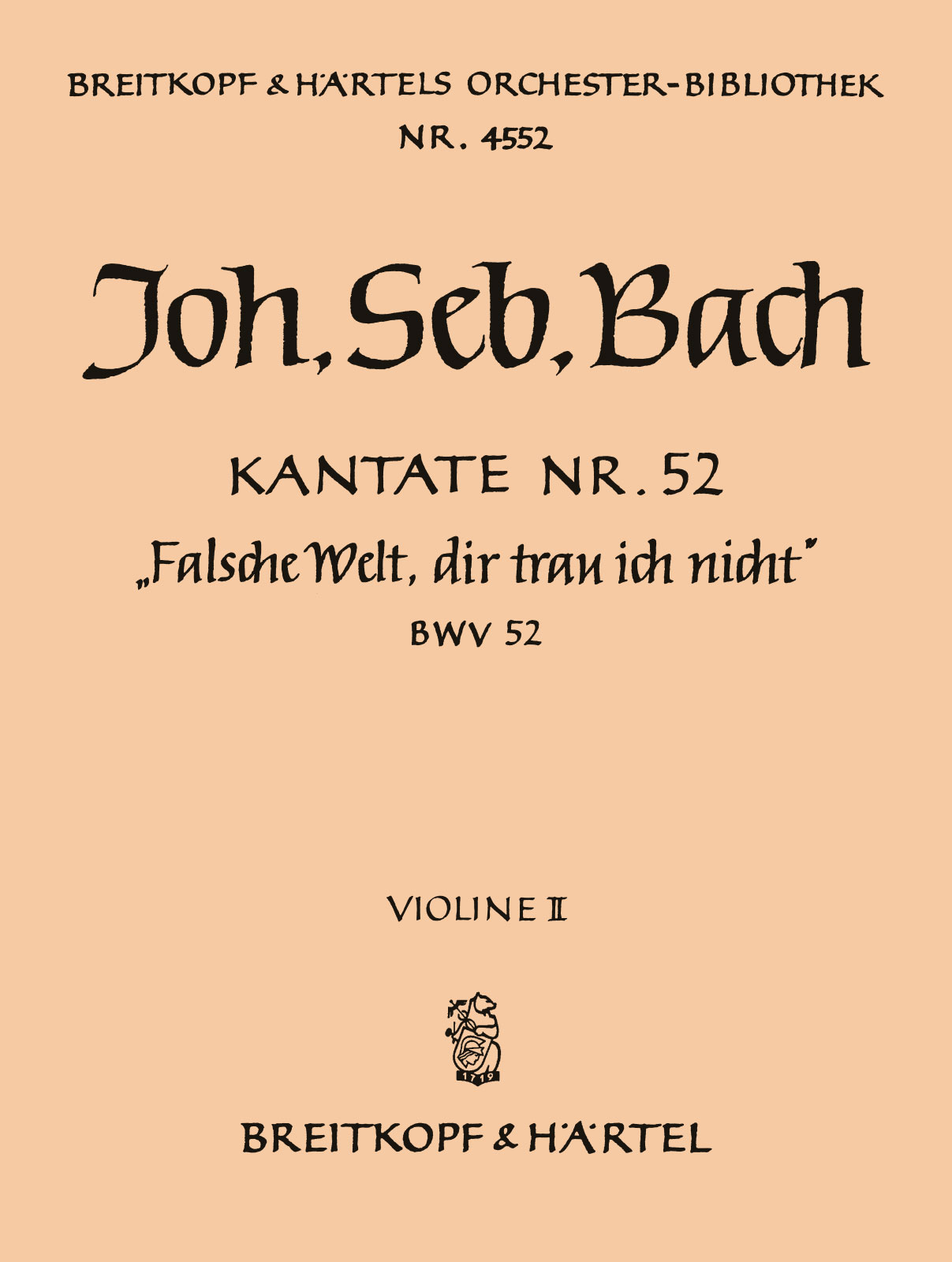 OB 4552-16 - Cantata BWV 52 “Falsche Welt, dir trau ich nicht” - Cover