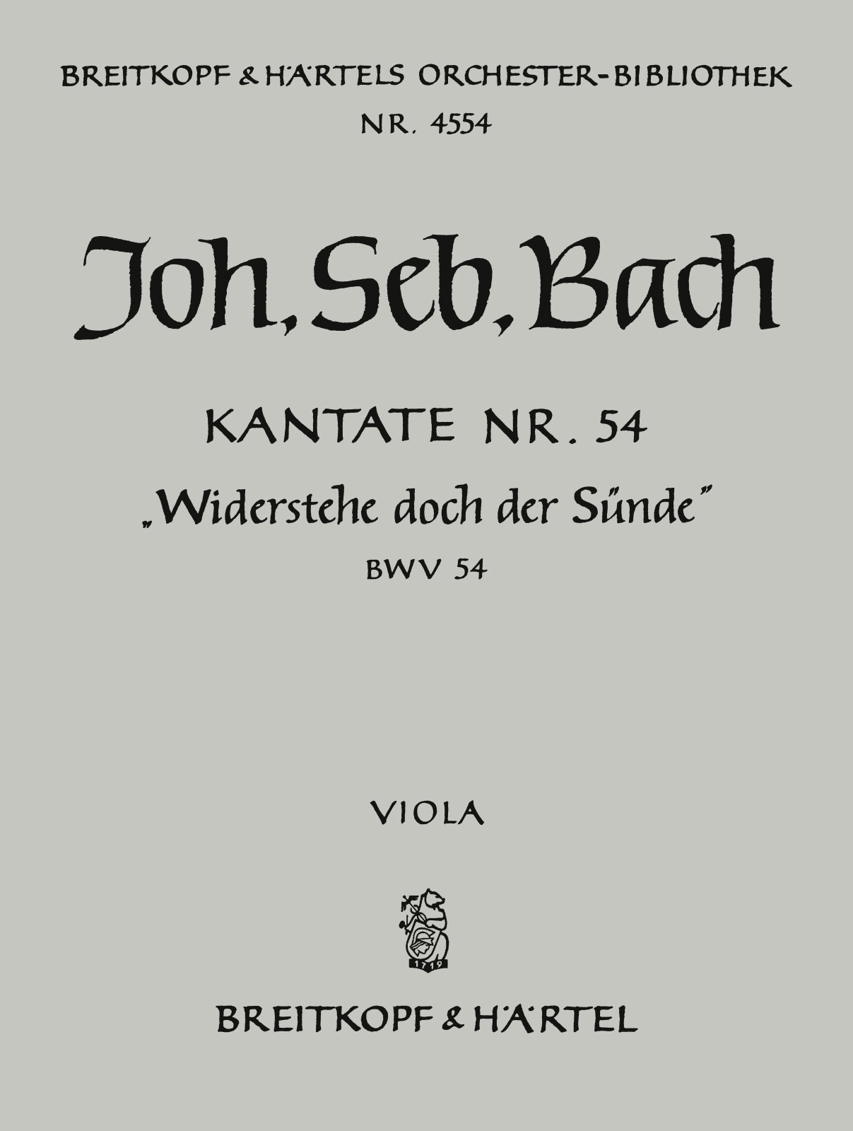 OB 4554-19 - Kantate BWV 54 „Widerstehe doch der Sünde“ - Cover