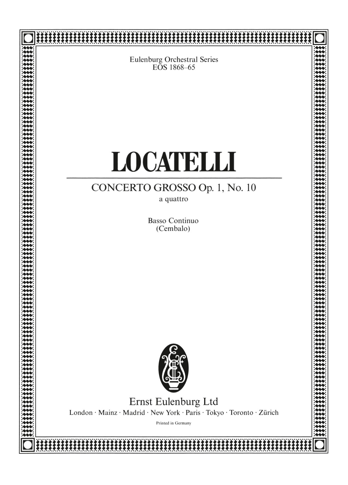 EOS 1868-12 - Concerto grosso „a quattro“ C-dur op. 1/10 - Cover