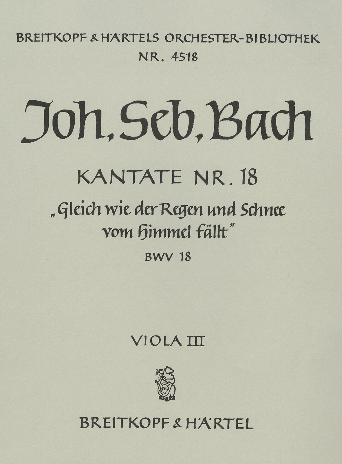 OB 4518-21 - Cantata BWV 18 “For as the rain cometh down” - Cover