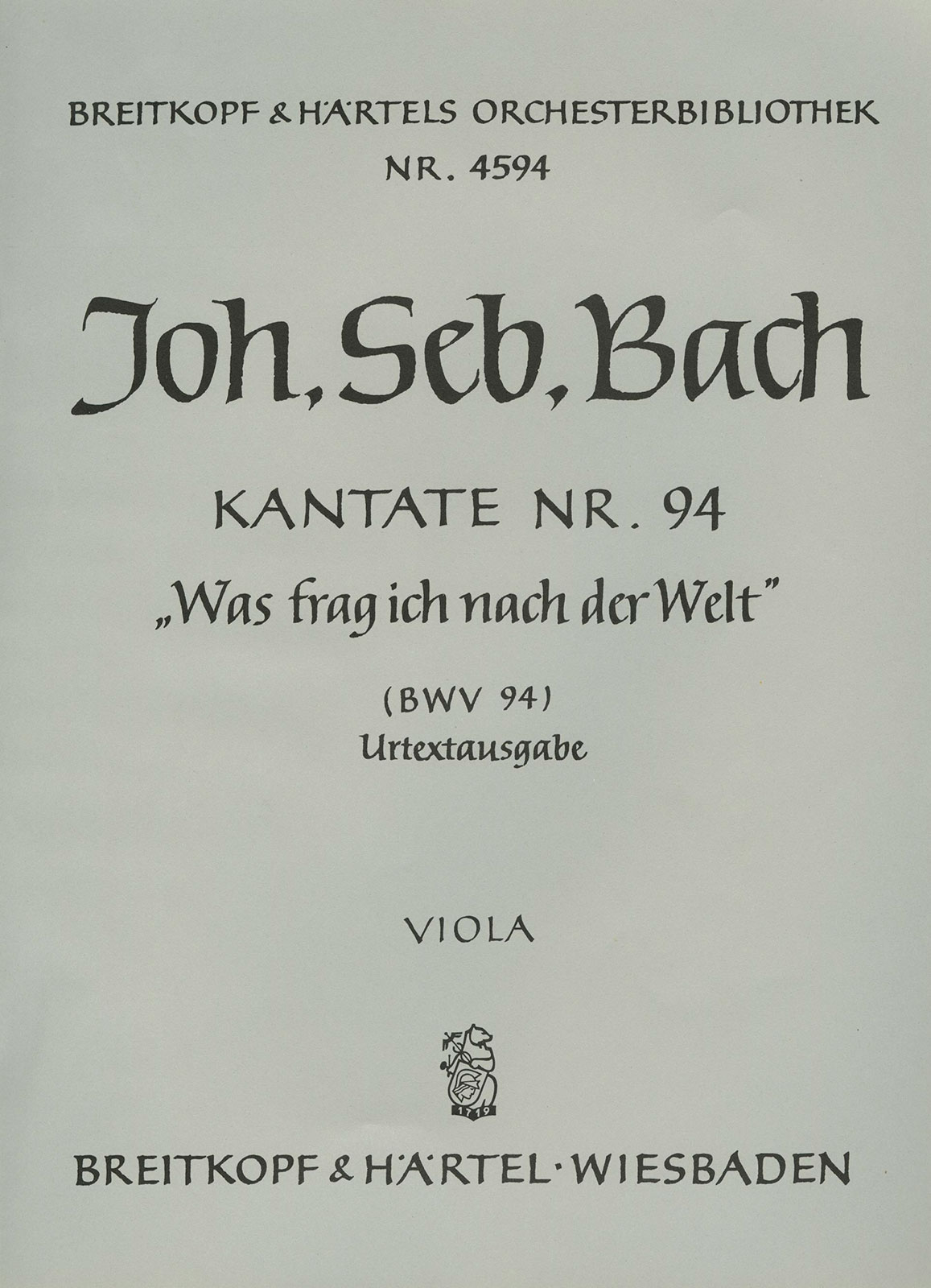OB 4594-19 - Cantata BWV 94 “Was frag ich nach der Welt” - Cover