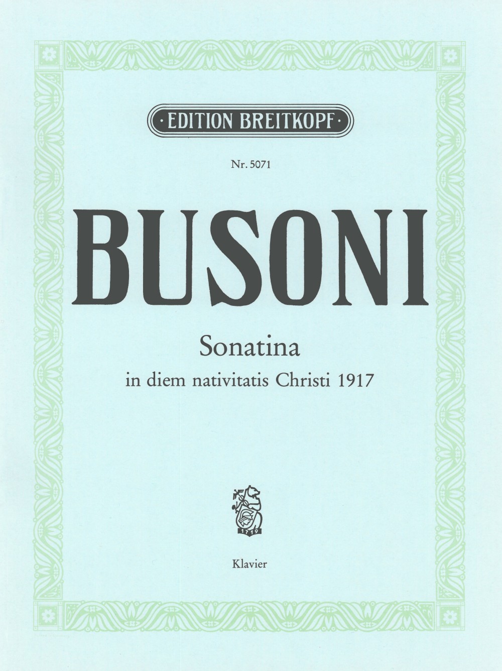 Ferruccio Busoni - Sonatina in diem nativitatis Christi MCMXVII K 274 - Cover