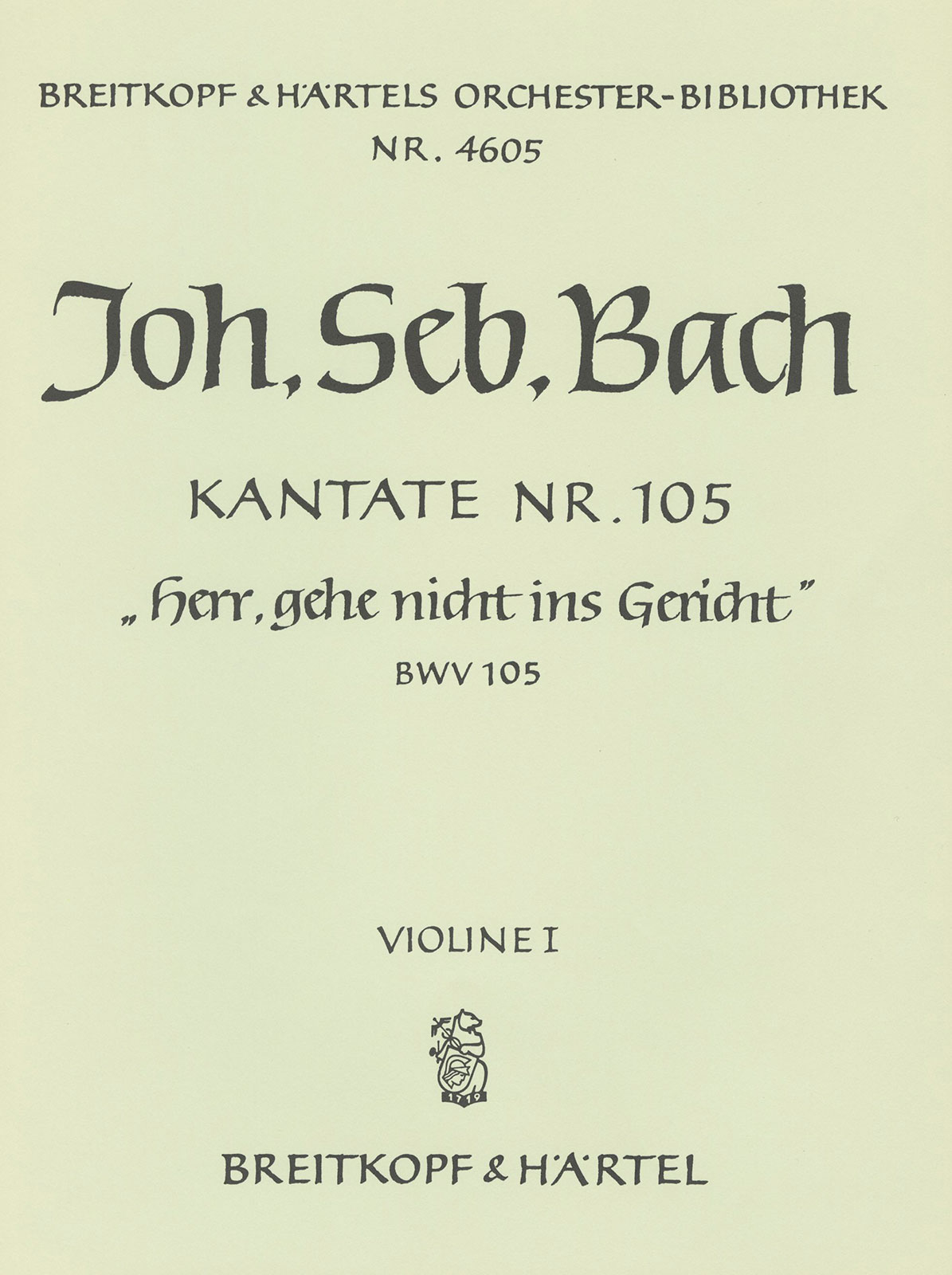 OB 4605-15 - Kantate BWV 105 „Herr, gehe nicht ins Gericht“ - Cover