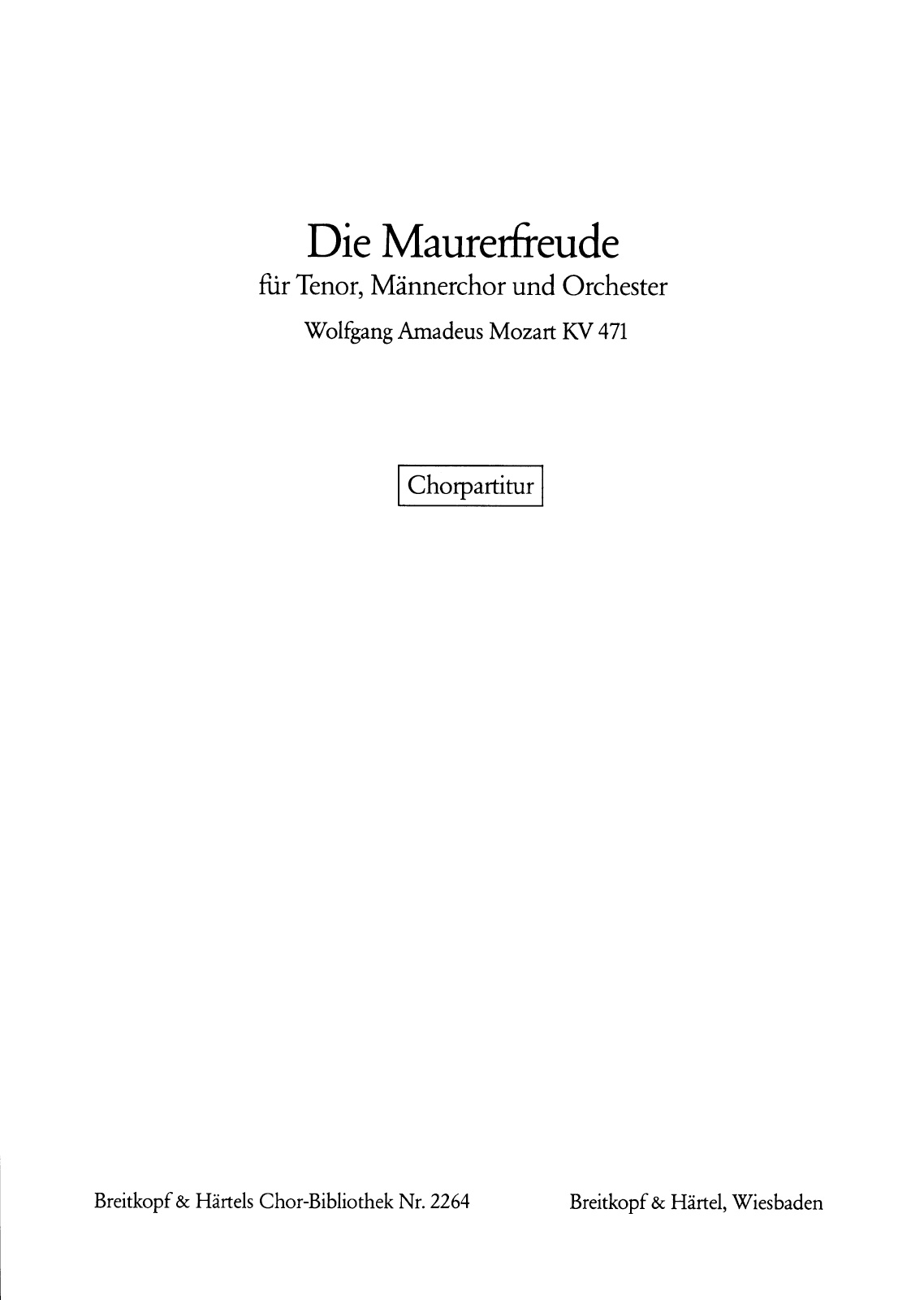 ChB 2264 - Die Maurerfreude Es-dur KV 471 - Cover