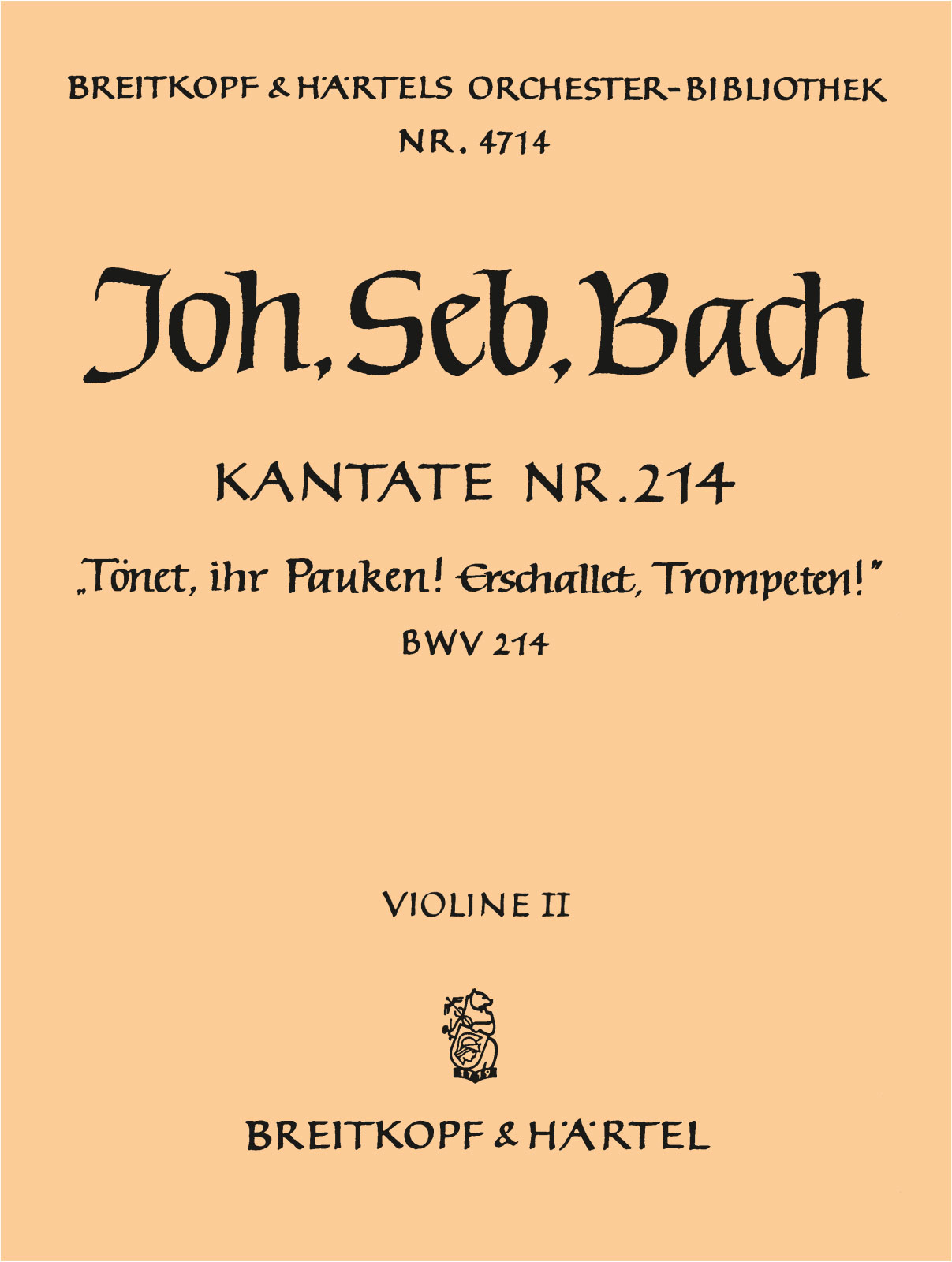 OB 4714-16 - Kantate BWV 214 „Tönet, ihr Pauken! Erschallet, Trompeten!“ - Cover