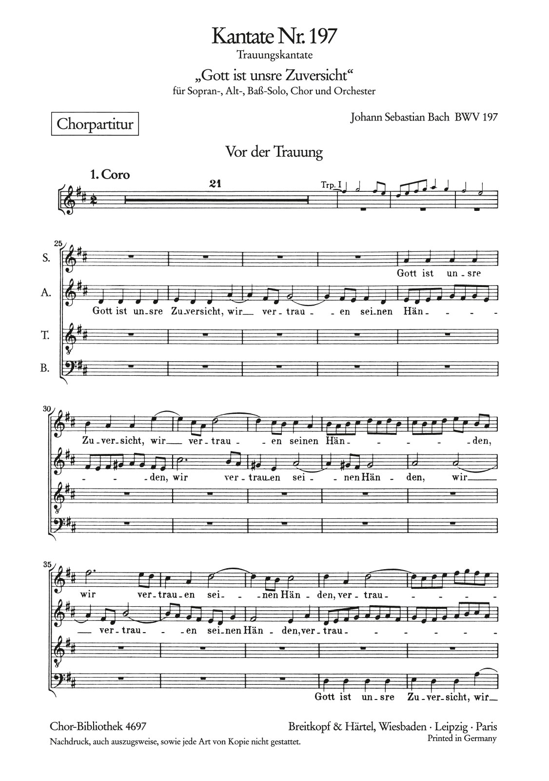 ChB 4697 - Cantata BWV 197 “Gott ist unsre Zuversicht” - Cover