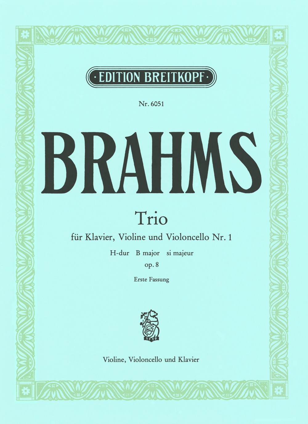 Johannes Brahms - Piano Trio No. 1 in B major Op. 8 - Cover