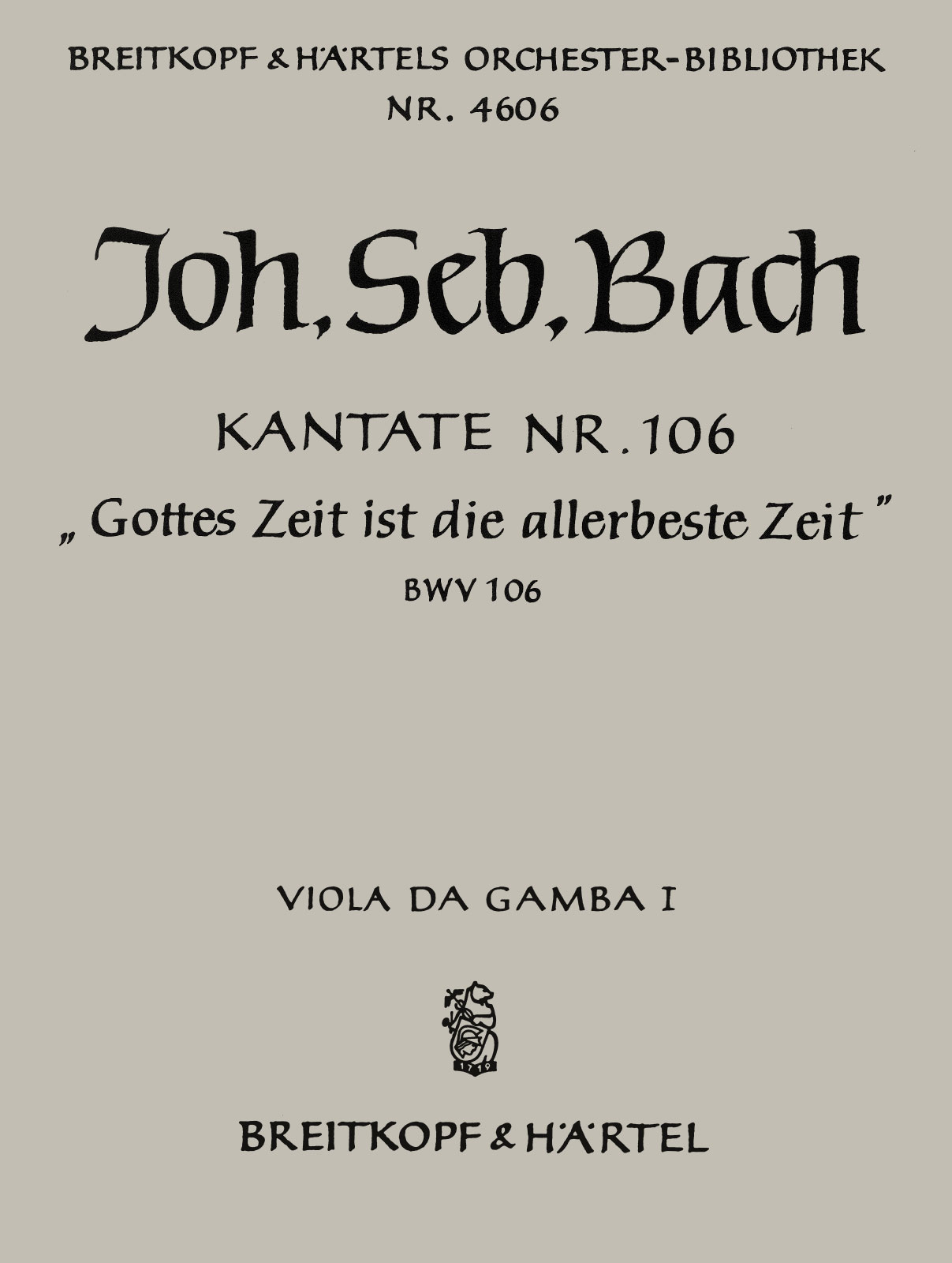 OB 4606-19 - Kantate BWV 106 „Gottes Zeit ist die allerbeste Zeit“ - Cover