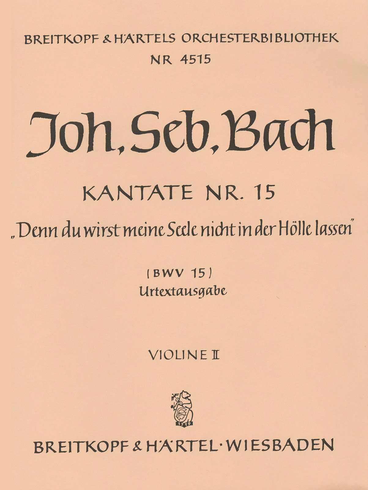 OB 4515-16 - Kantate „Denn du wirst meine Seele nicht in der Hölle lassen“ - Cover