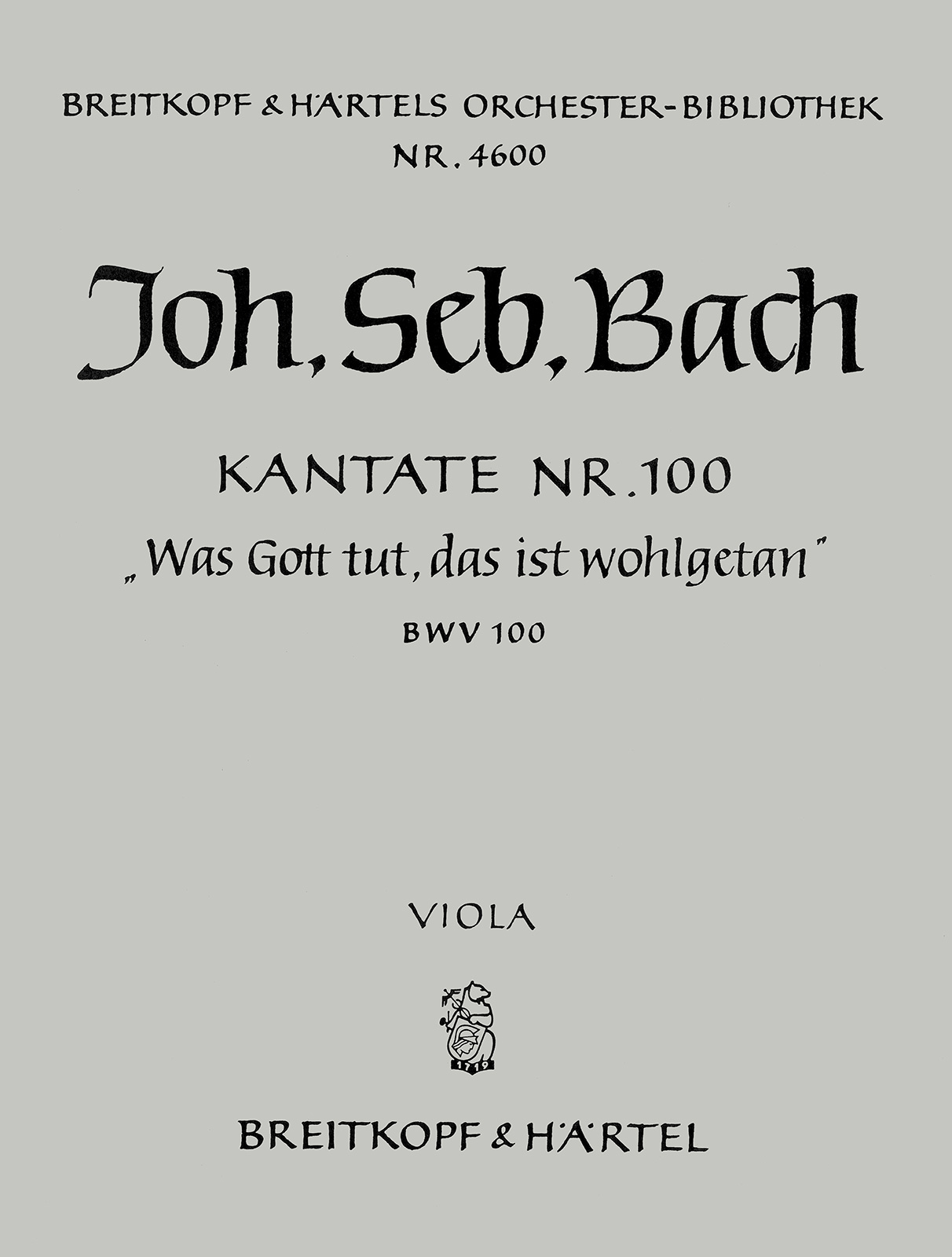 OB 4600-19 - Kantate BWV 100 „Was Gott tut, das ist wohlgetan“ - Cover