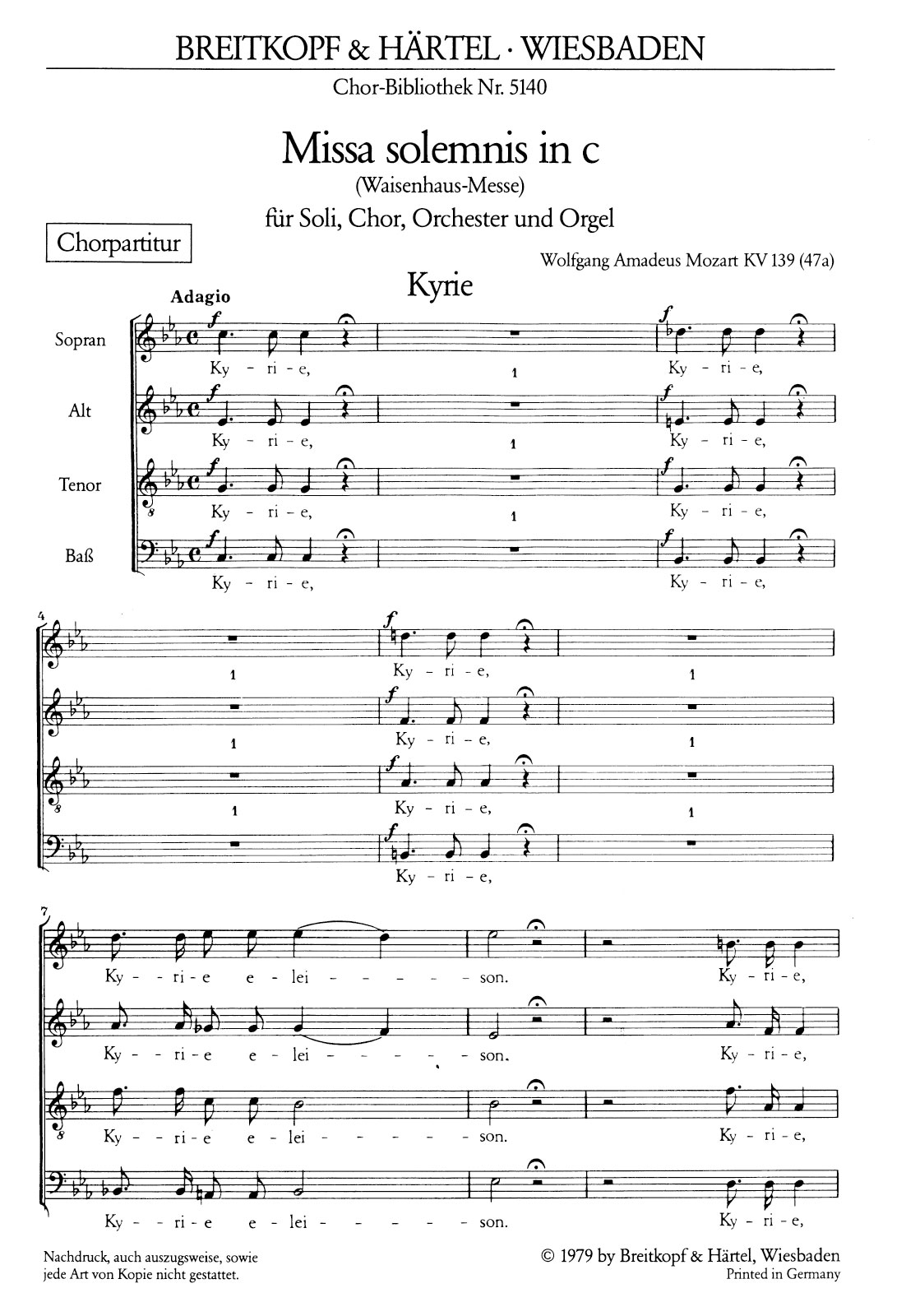 ChB 5140 - Missa solemnis in c K. 139 (47a) - Cover