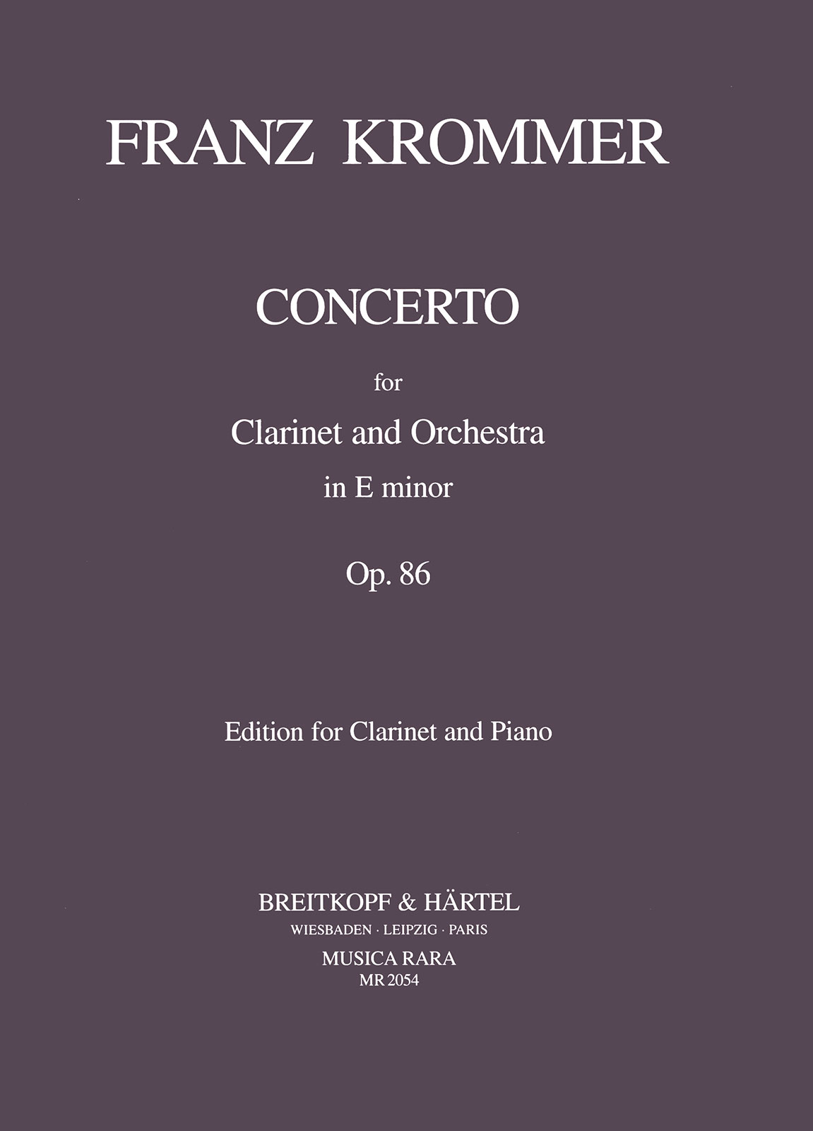 Franz Krommer - Concerto in e op. 86 - Cover