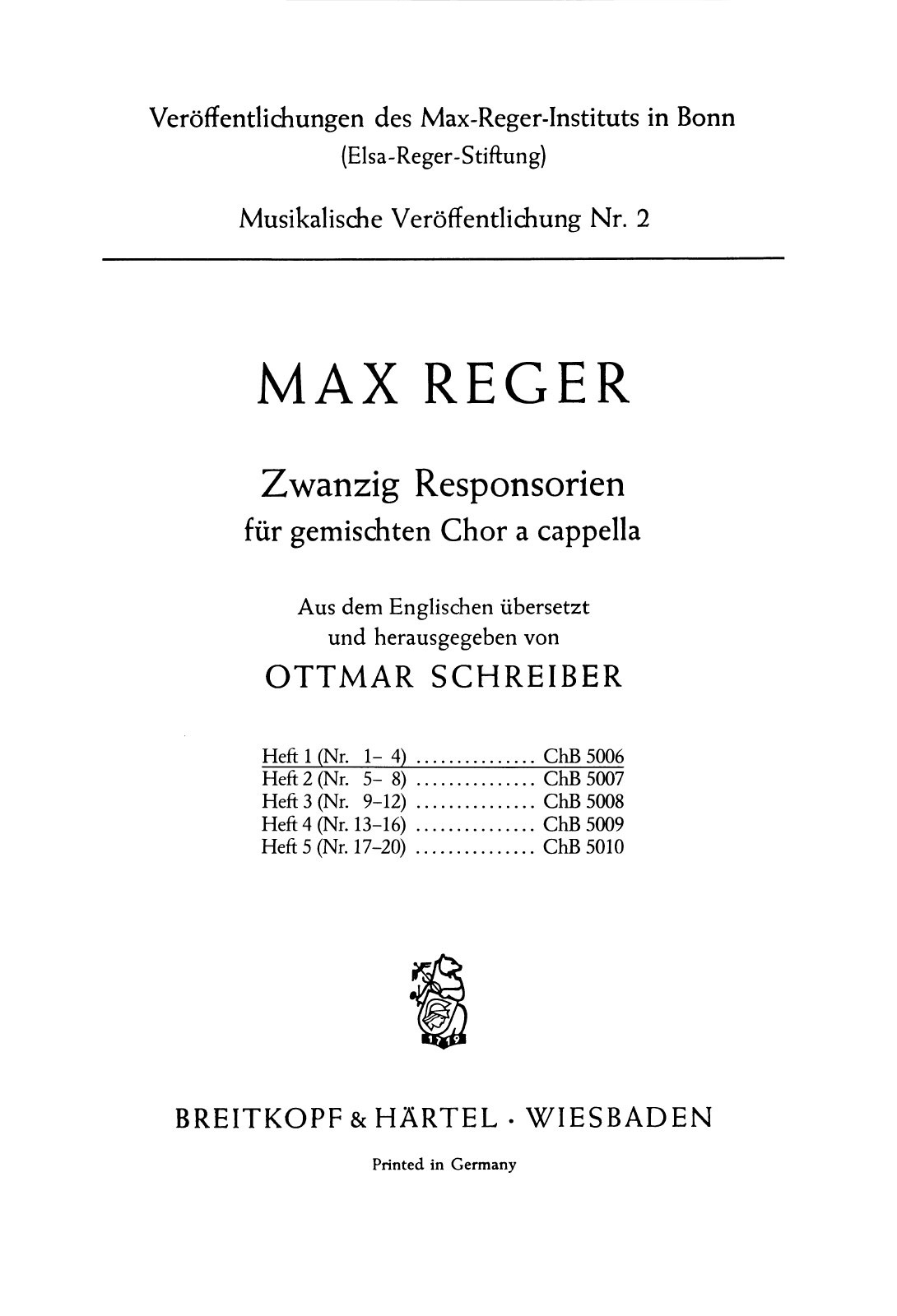 ChB 5006 - 20 Responsories - Cover