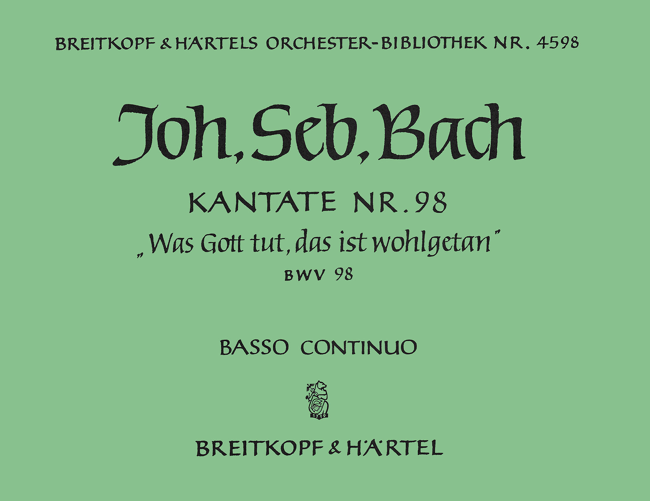 OB 4598-11 - Cantata BWV 98 “Was Gott tut, das ist wohlgetan” - Cover