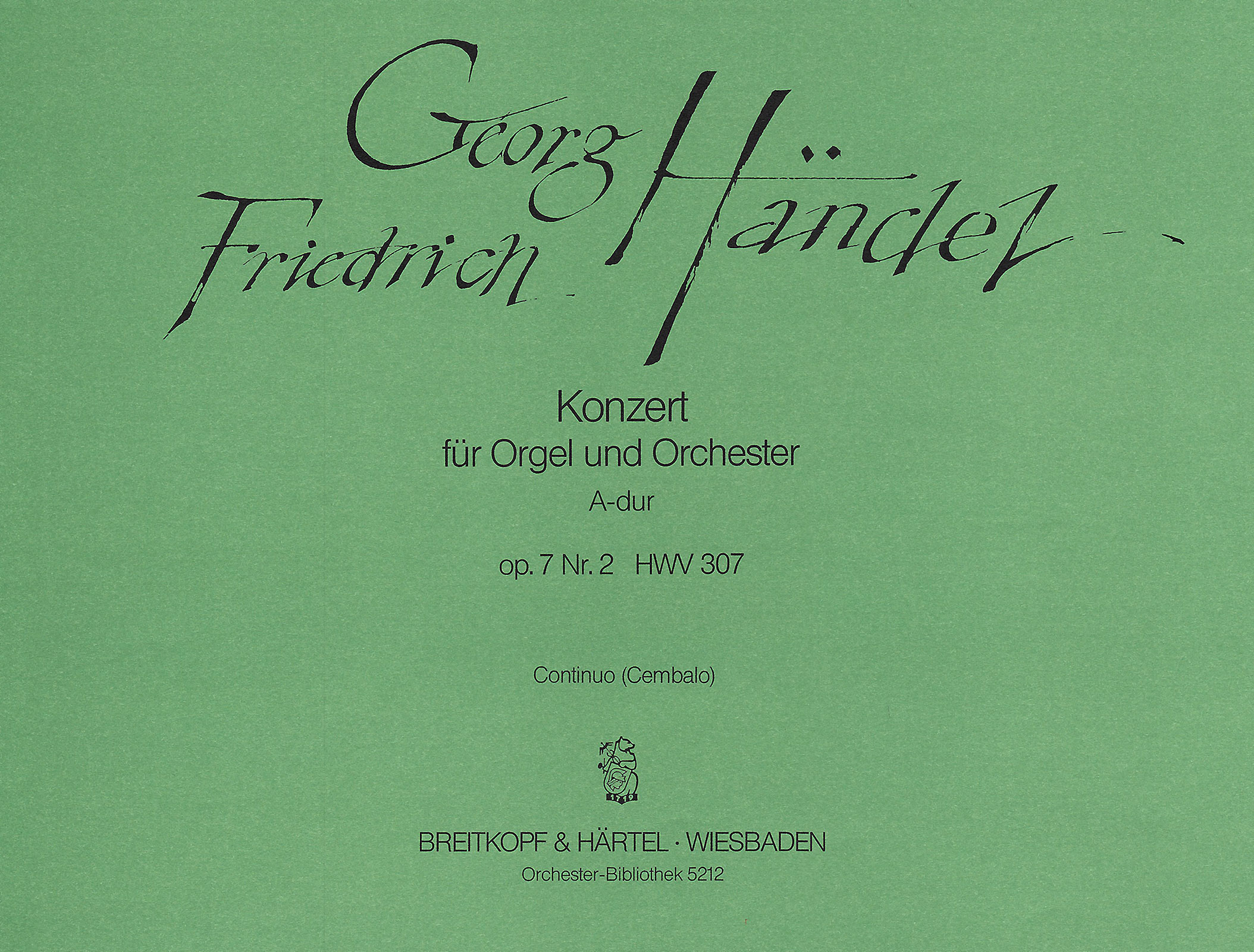 OB 5212-12 - Orgelkonzert (Nr. 8) A-dur op. 7/2 HWV 307 - Cover