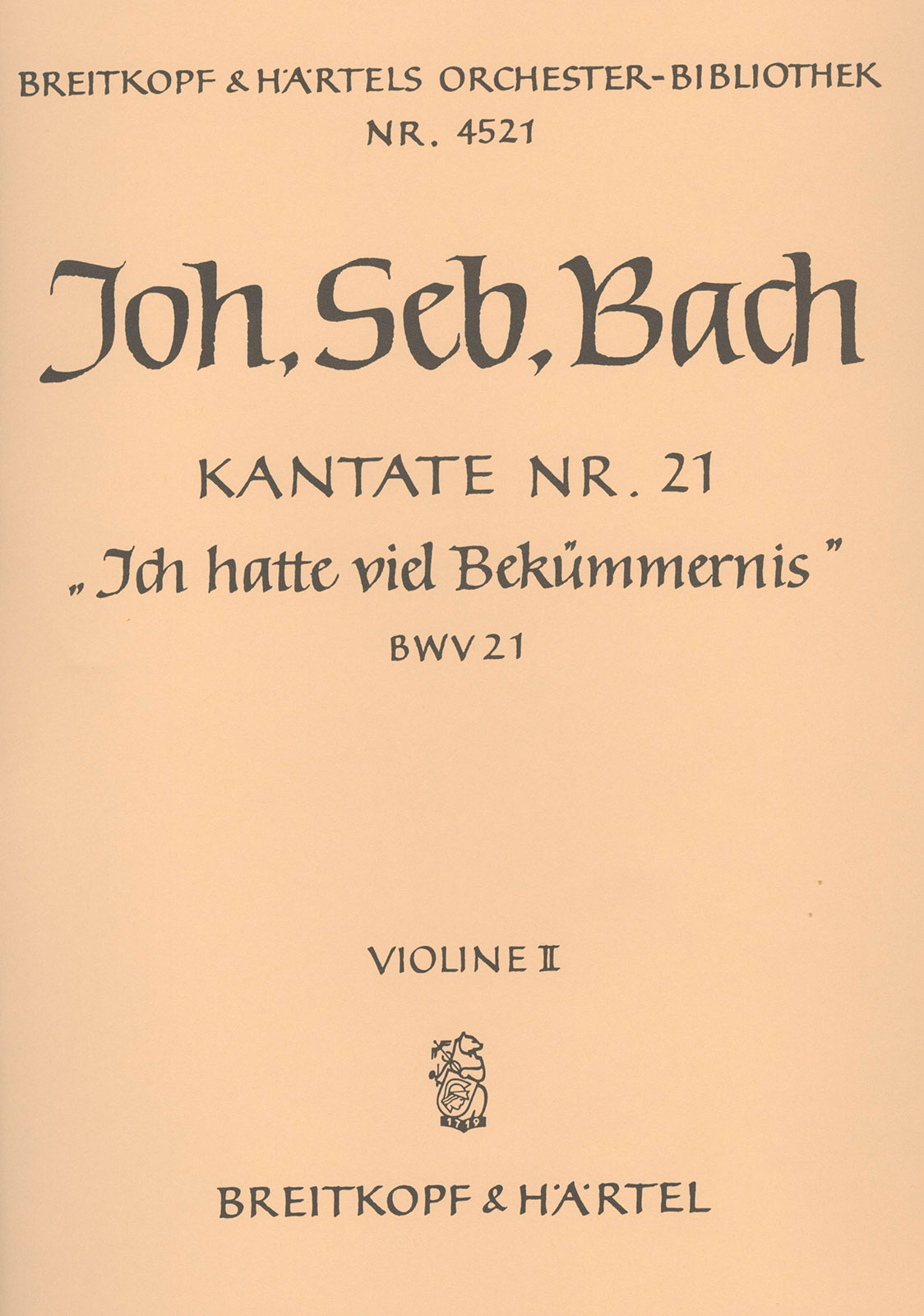 OB 4521-16 - Kantate BWV 21 „Ich hatte viel Bekümmernis“ - Cover