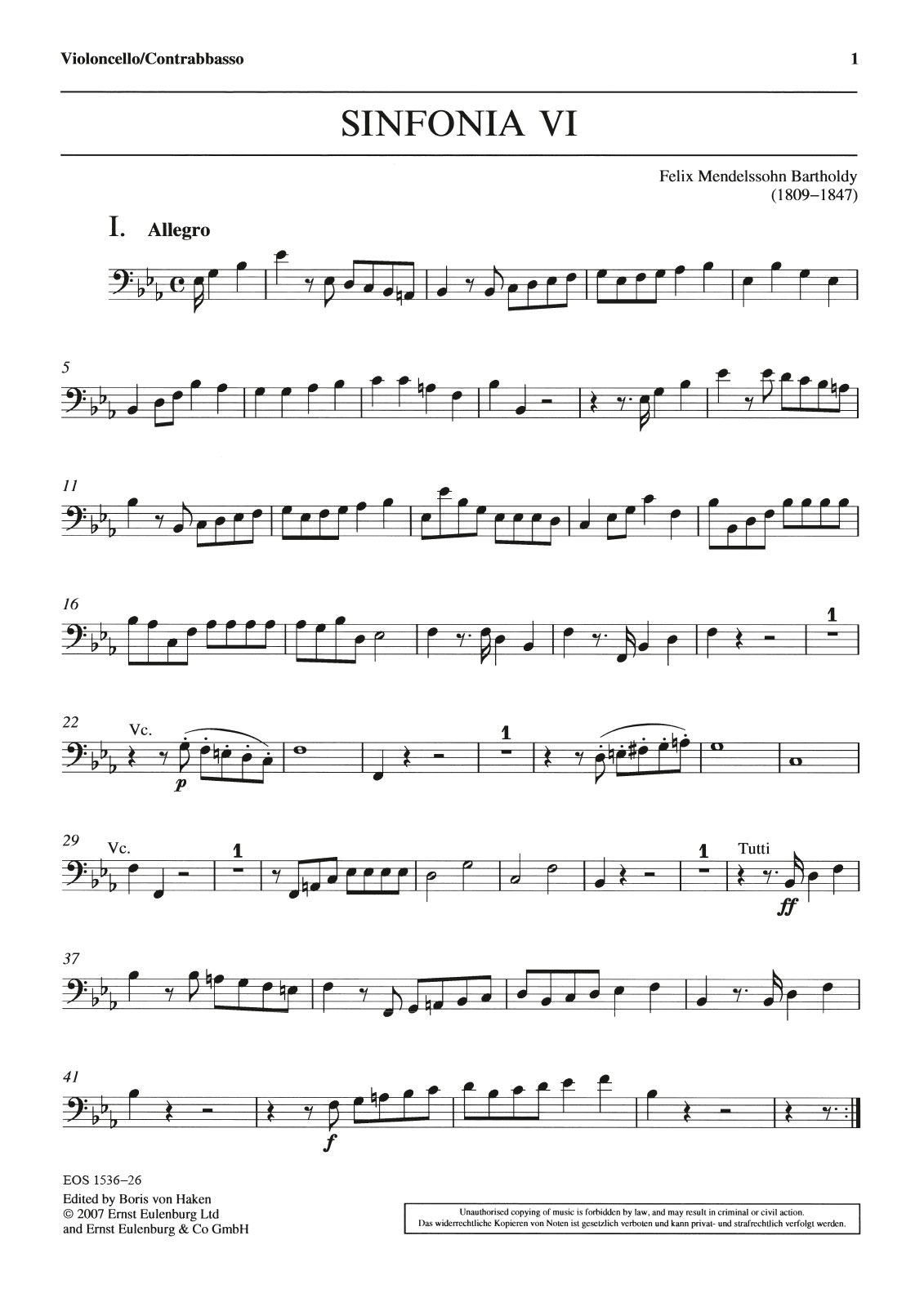 EOS 1536-26 - Sinfonia Nr. 6 Es-dur MWV N 6 - Cover