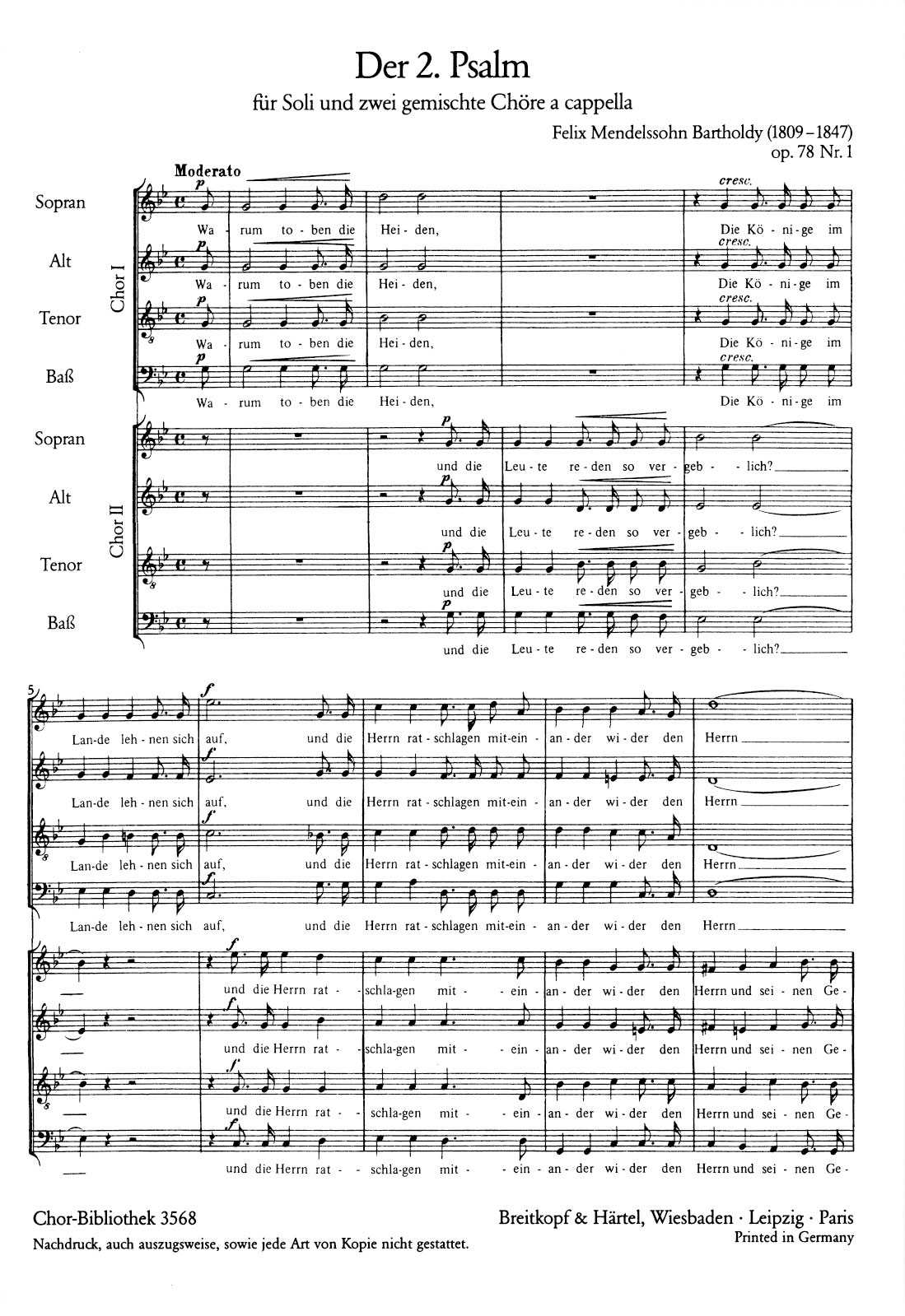 Felix Mendelssohn Bartholdy - 3 Psalmen [op. 78] - Cover