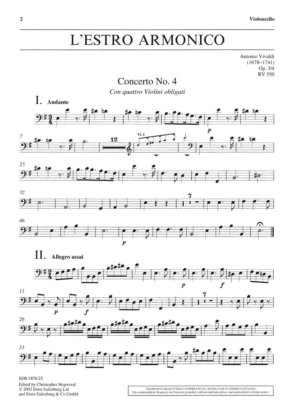 EOS 1874-23 - L’Estro Armonico op. 3/4 RV 550 - Cover