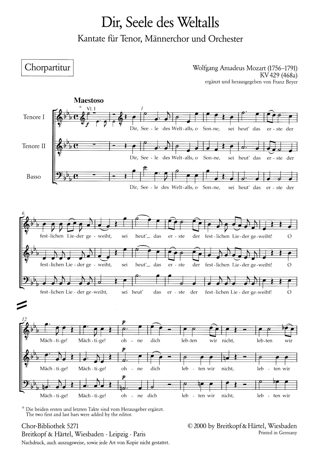 ChB 5271 - Dir, Seele des Weltalls KV 429 (468a) - Cover