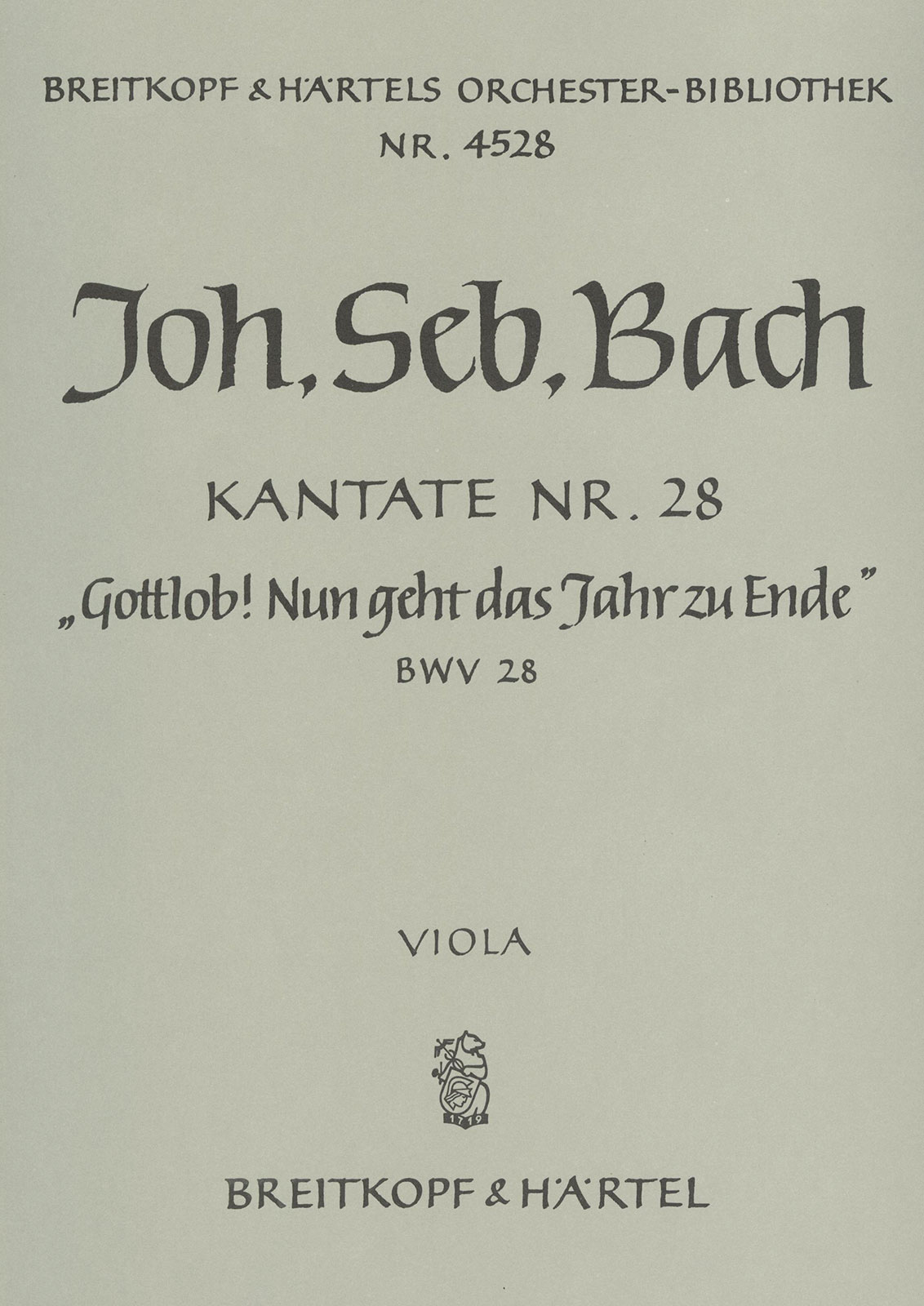 OB 4528-19 - Cantata BWV 28 “Rejoice! the old year now is ended” - Cover