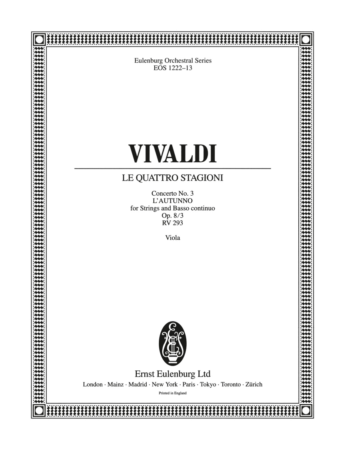 EOS 1222-19 - Le quattro stagioni (Die vier Jahreszeiten) op. 8/3 RV 293 - Cover