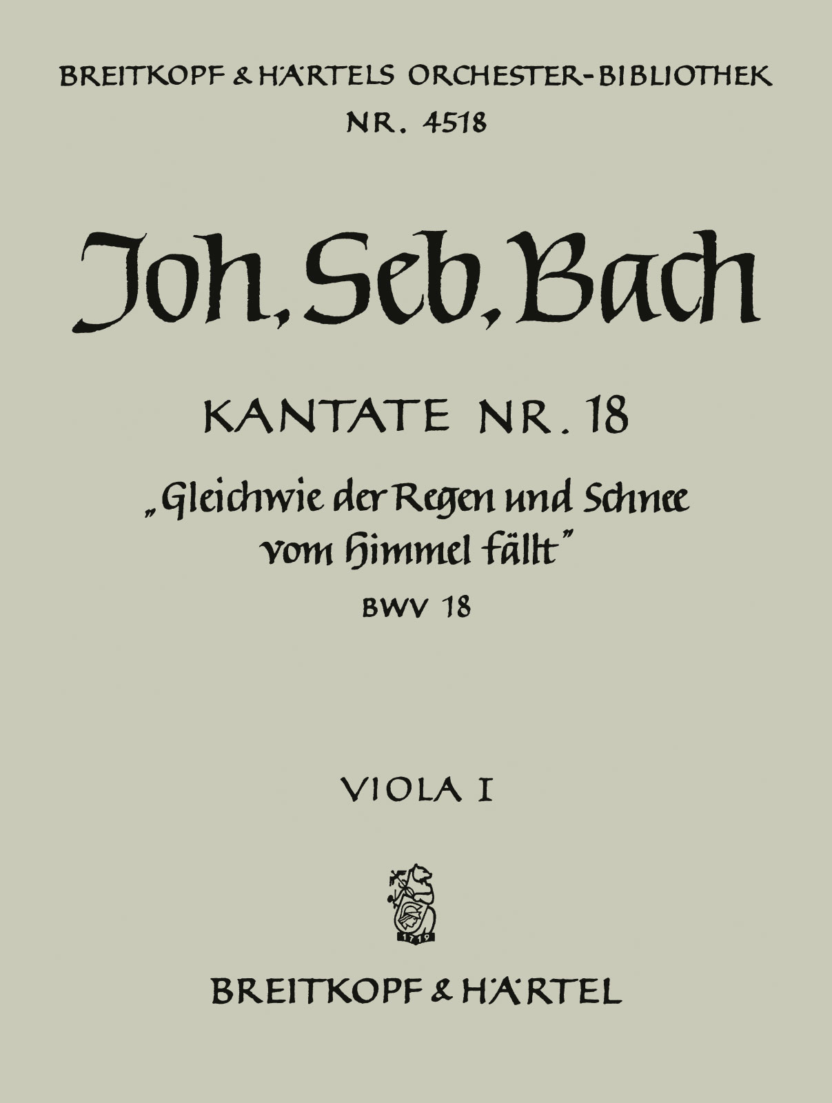 OB 4518-19 - Cantata BWV 18 “For as the rain cometh down” - Cover