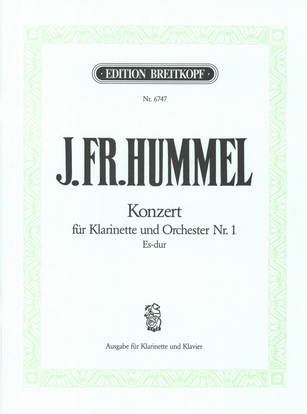 Joseph Friedrich Hummel - Klarinettenkonzert Nr. 1 Es-dur - Cover