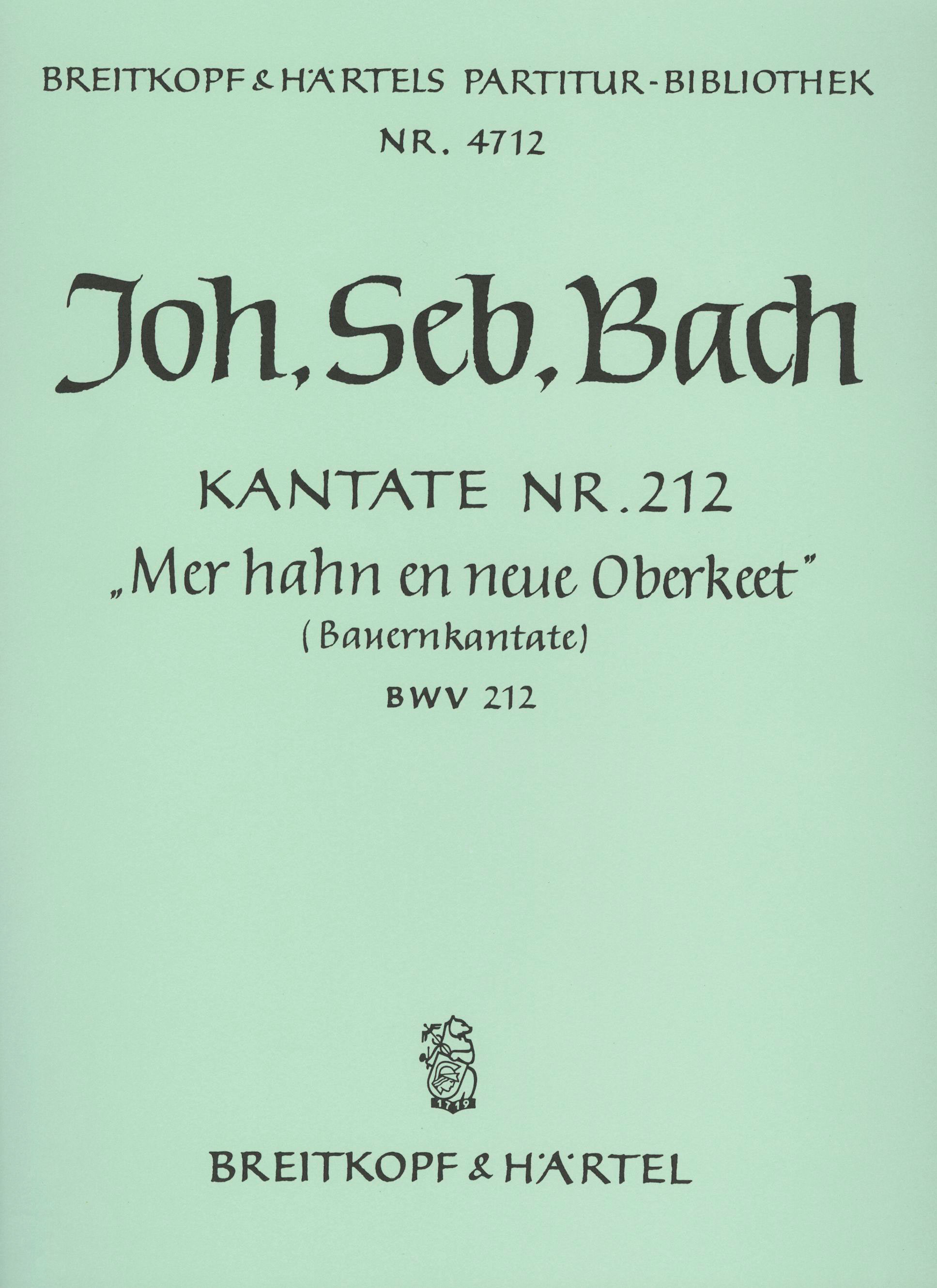 PB 4712 - Kantate BWV 212 „Mer hahn en neue Oberkeet“ - Cover