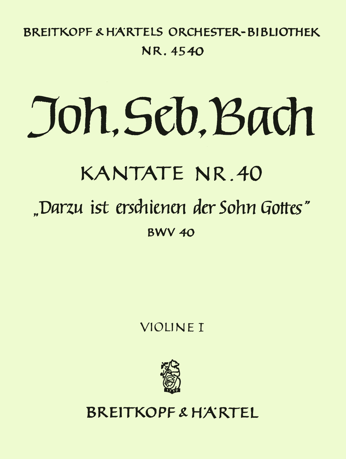 OB 4540-15 - Cantata BWV 40 “To this end appeared the Son of God” - Cover