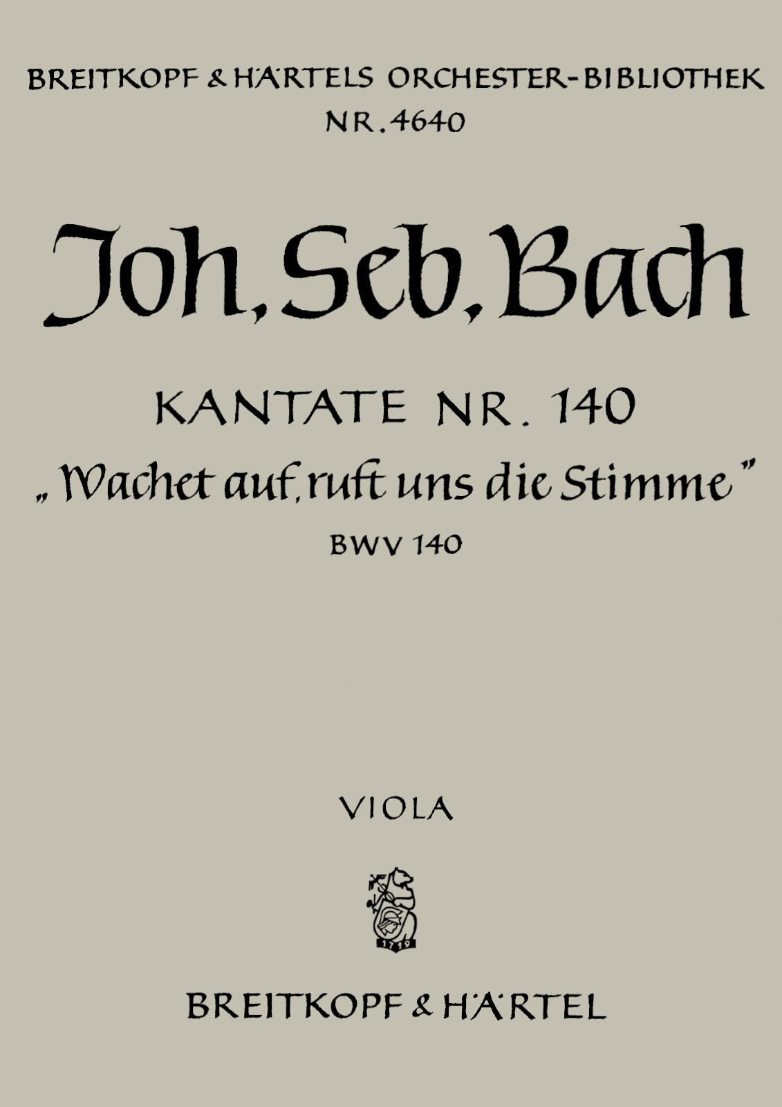OB 4640-19 - Kantate BWV 140 „Wachet auf, ruft uns die Stimme“ - Cover