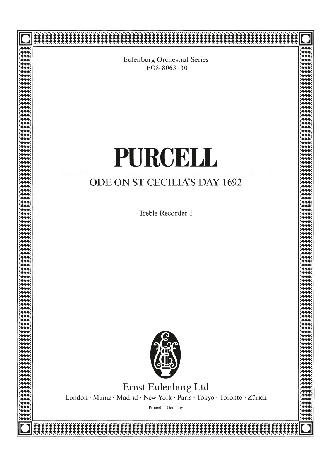 EOS 8063-30 - Ode on St. Cecilia’s Day 1692 Z 328 - Cover