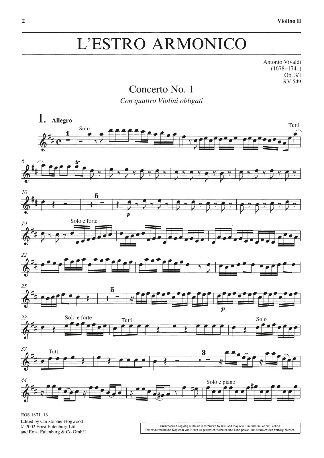 EOS 1871-16 - L’Estro Armonico op. 3/1 RV 549 - Cover
