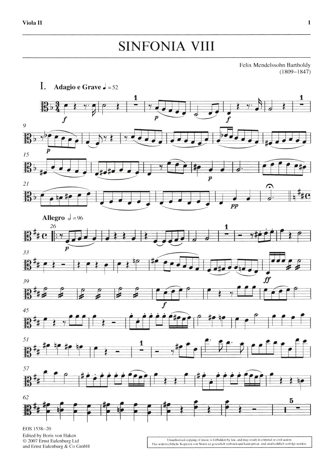 EOS 1538-20 - Sinfonia Nr. 8 D-dur MWV N 8 - Cover