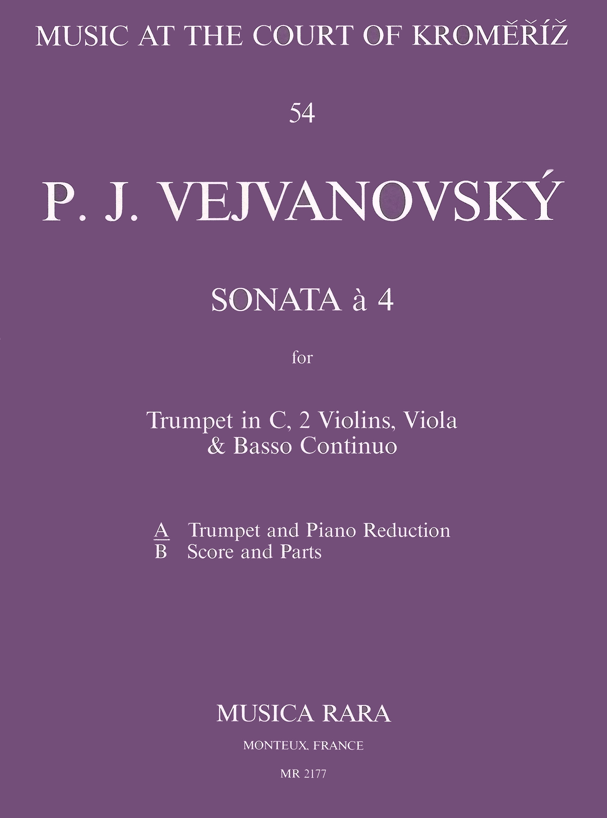Pavel Josef Vejvanowsky - Sonata a 4 in g-moll - Cover