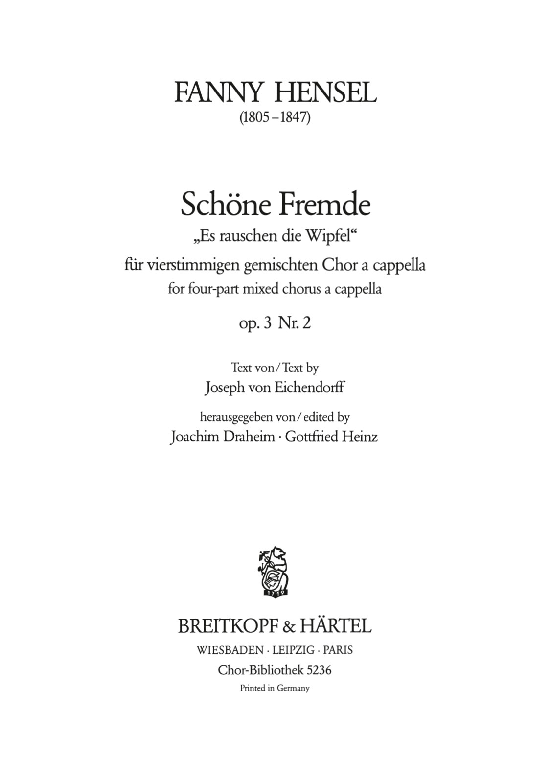 Fanny Hensel - 2 Sätze aus Gartenlieder op. 3 - Cover