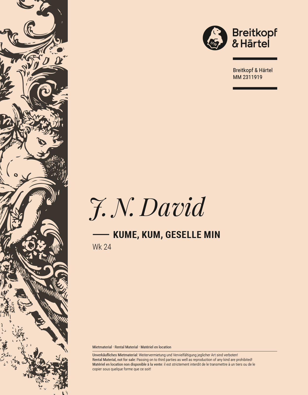 Johann Nepomuk David - Kume, kum, geselle min Werk 24 - Cover