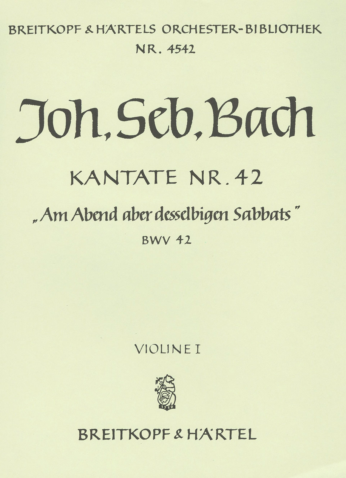 OB 4542-15 - Kantate BWV 42 „Am Abend aber desselbigen Sabbats“ - Cover
