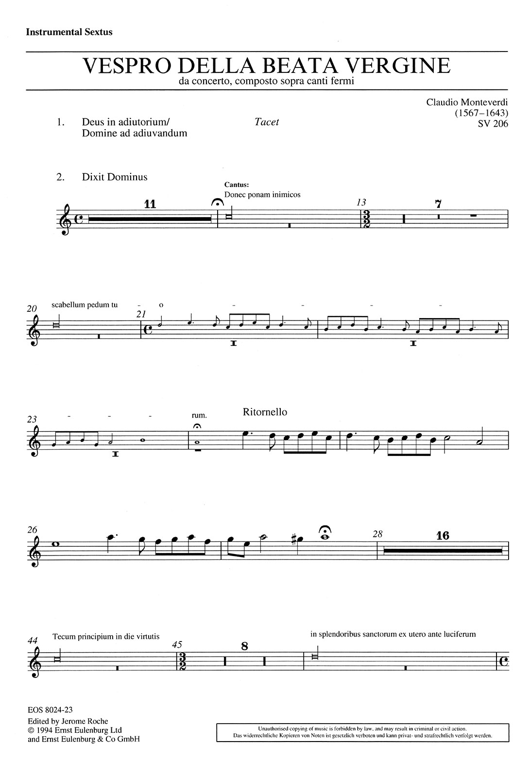 EOS 8024-86 - Vespro della Beata Vergine SV 206 - Cover