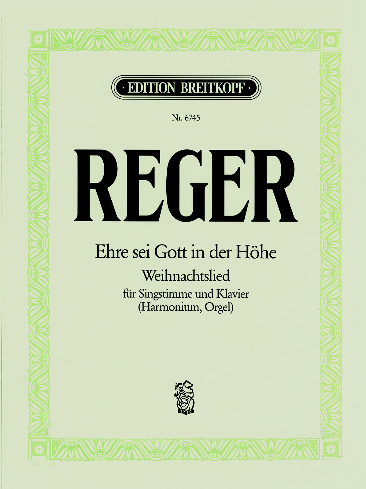 Max Reger - Ehre sei Gott in der Höhe! - Cover
