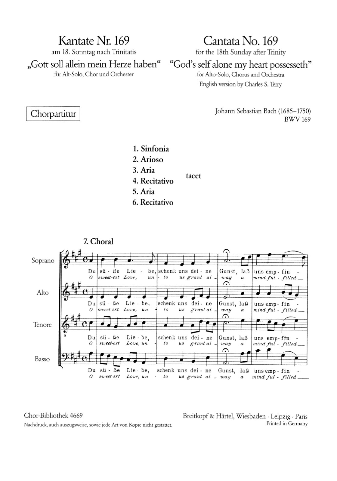 ChB 4669 - Cantata BWV 169 “God’s self alone my heart possesseth” - Cover