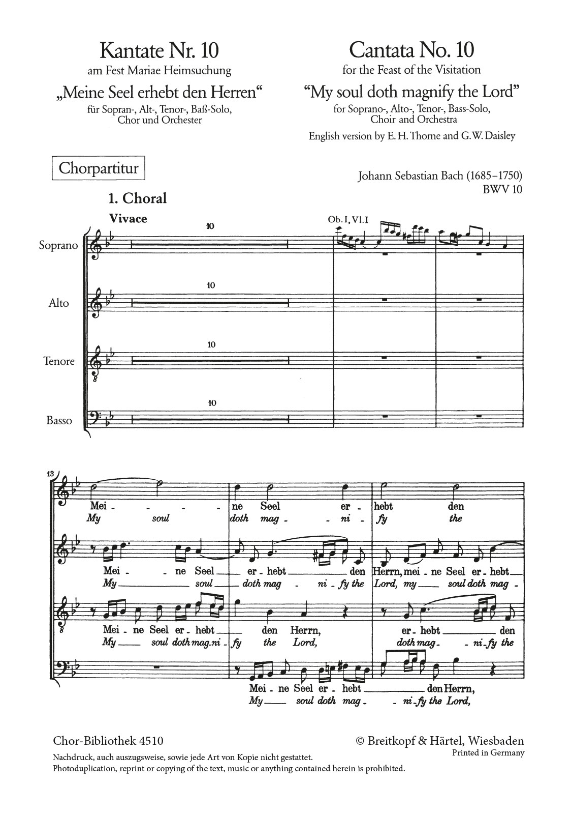 ChB 4510 - Cantata BWV 10 “My soul doth magnify the Lord” - Cover