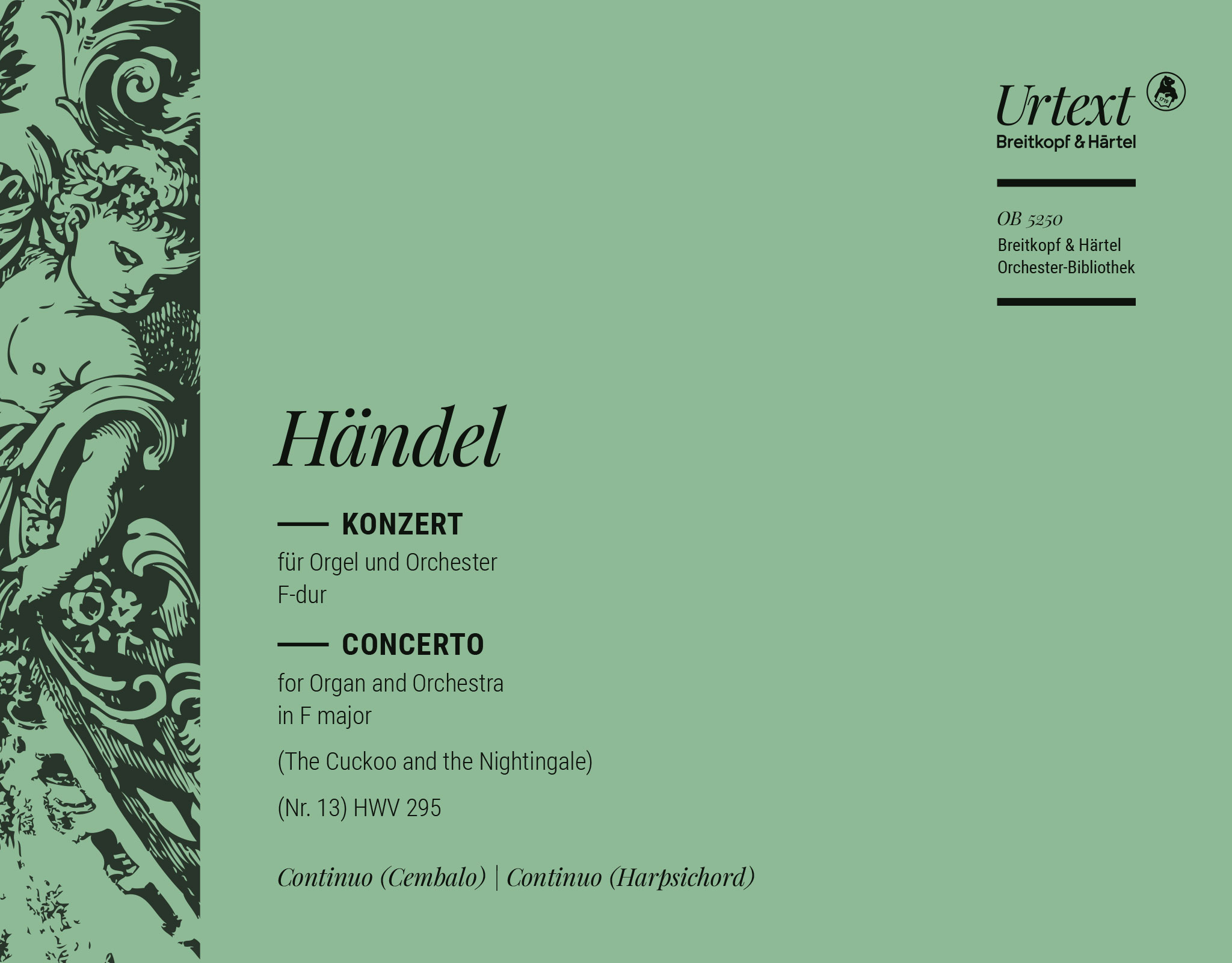 OB 5250-12 - Organ Concerto (No. 13) in F major HWV 295 - Cover