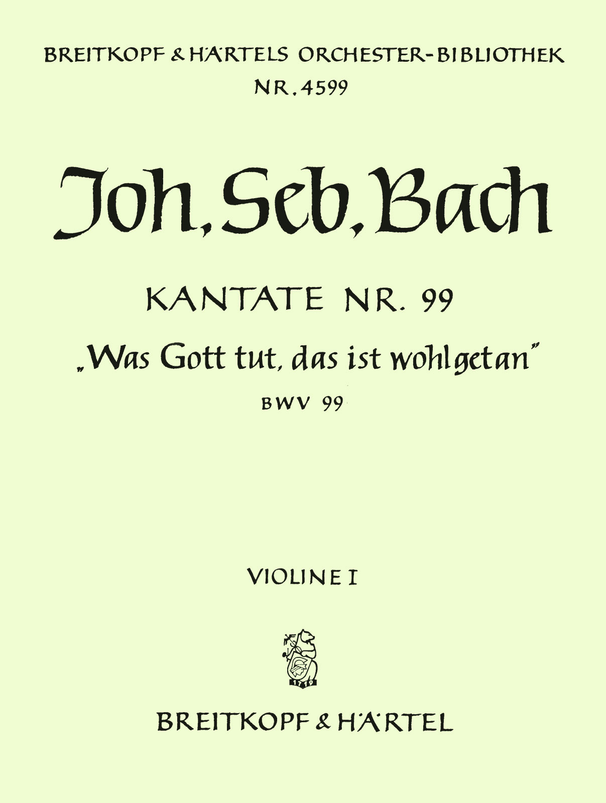 OB 4599-15 - Cantata BWV 99 “Was Gott tut, das ist wohlgetan” - Cover