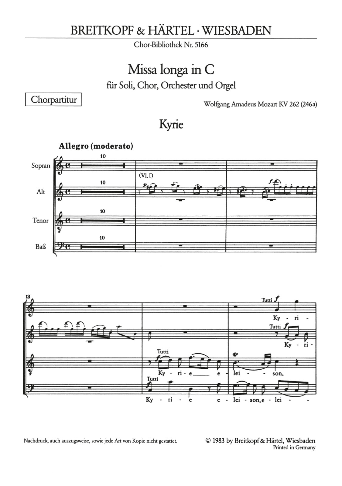 ChB 5166 - Missa longa in C K. 262 (246a) - Cover