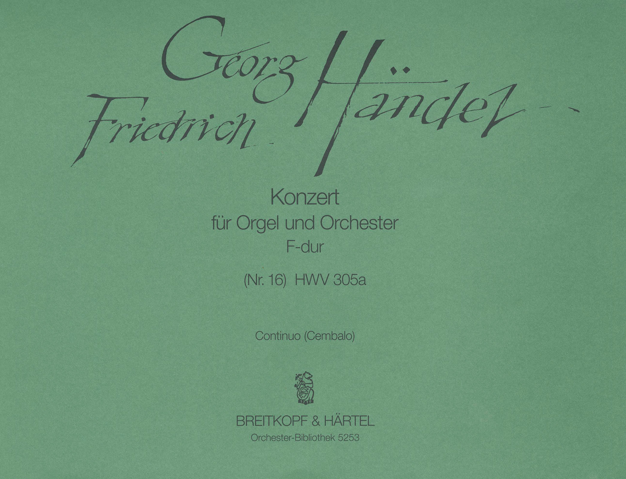 OB 5253-12 - Orgelkonzert (Nr. 16) F-dur HWV 305a - Cover