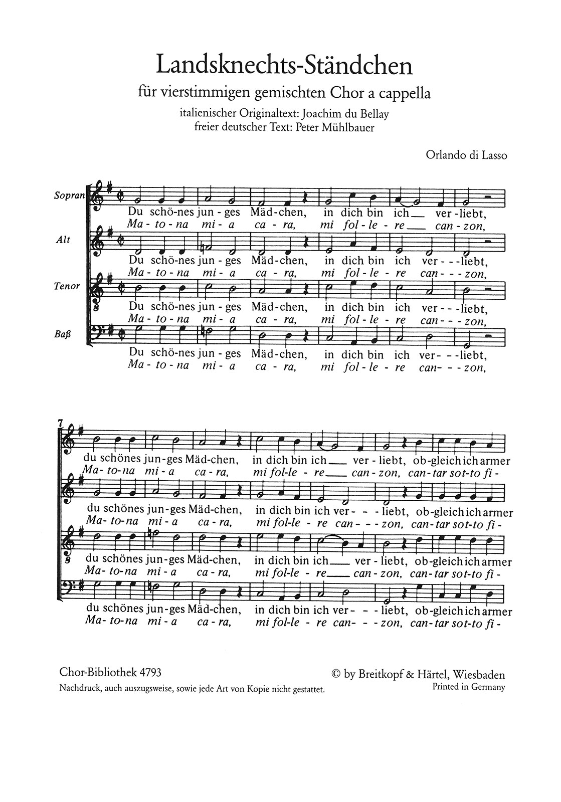 Orlando di Lasso - Landsknechts-Ständchen - Cover