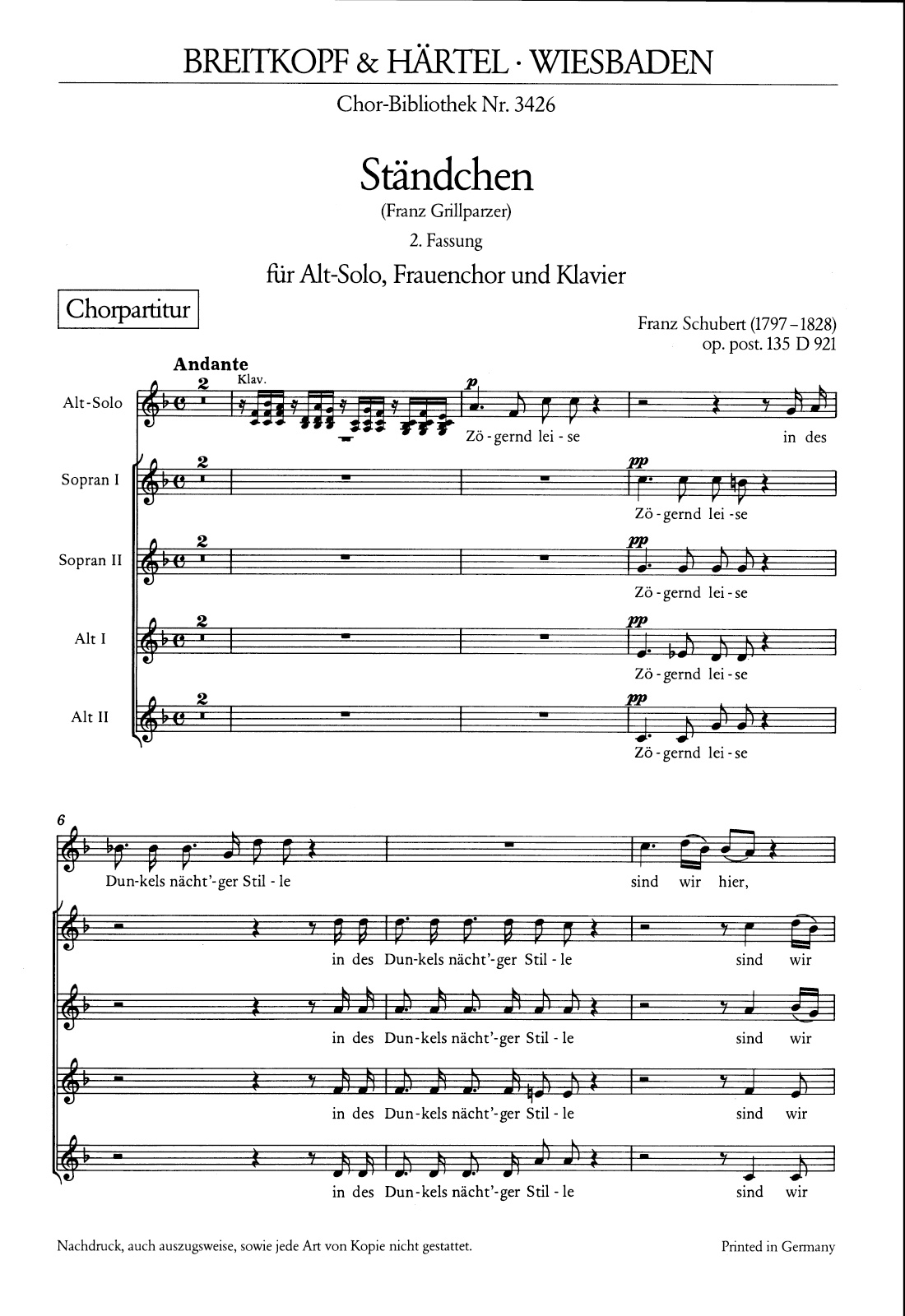 ChB 3426 - Serenade D 921 [Op. post. 135] - Cover