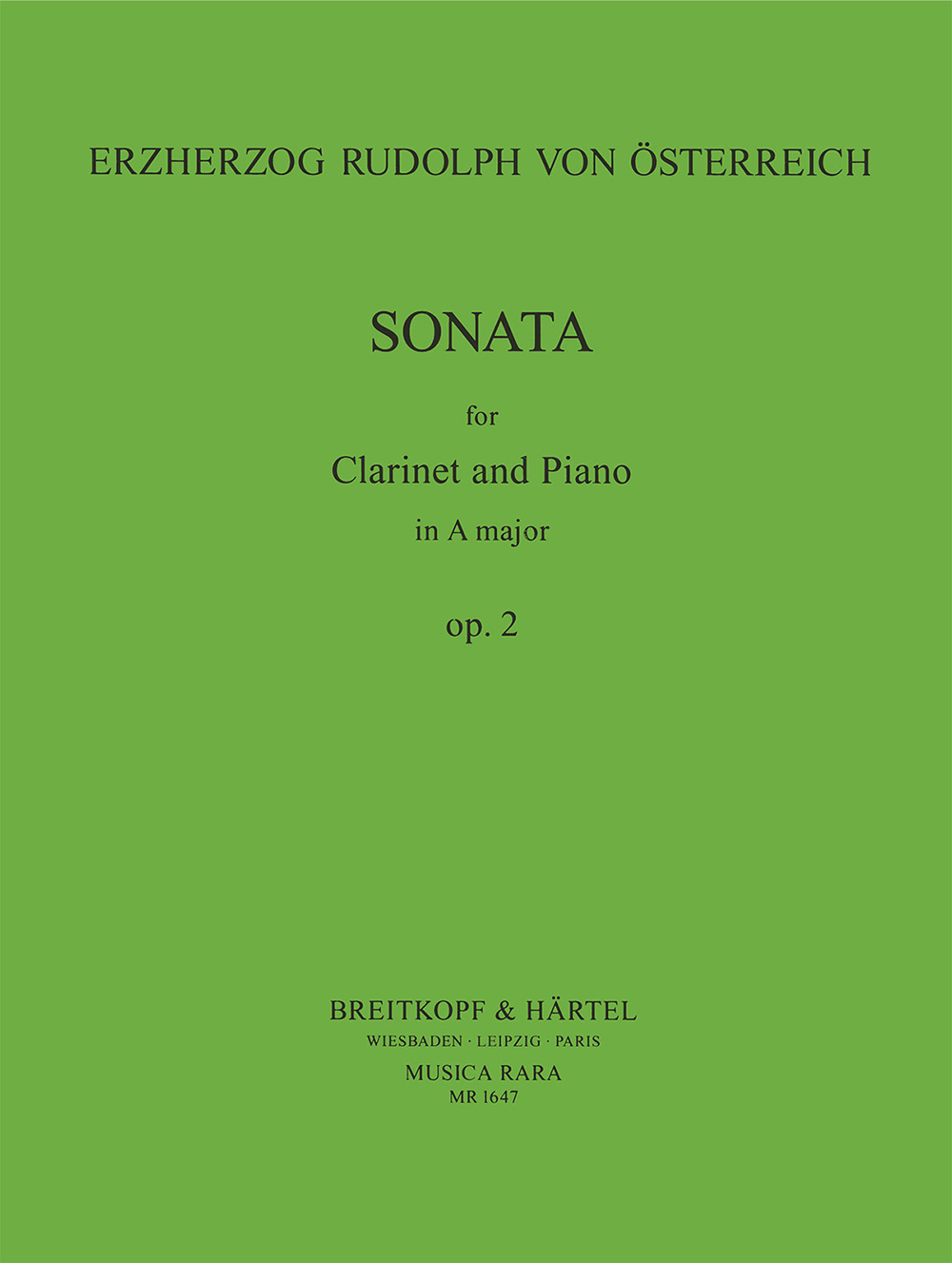 Erzherzog Rudolph von Österreich - Sonate A-dur op. 2 - Cover