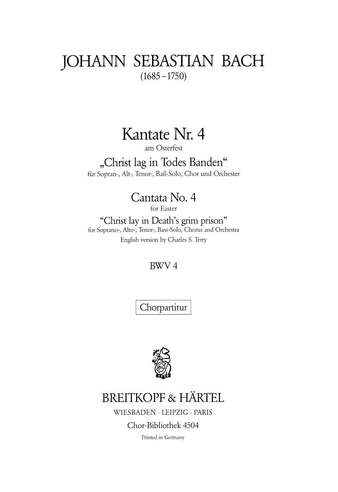 ChB 4504 - Kantate BWV 4 „Christ lag in Todes Banden“ - Cover